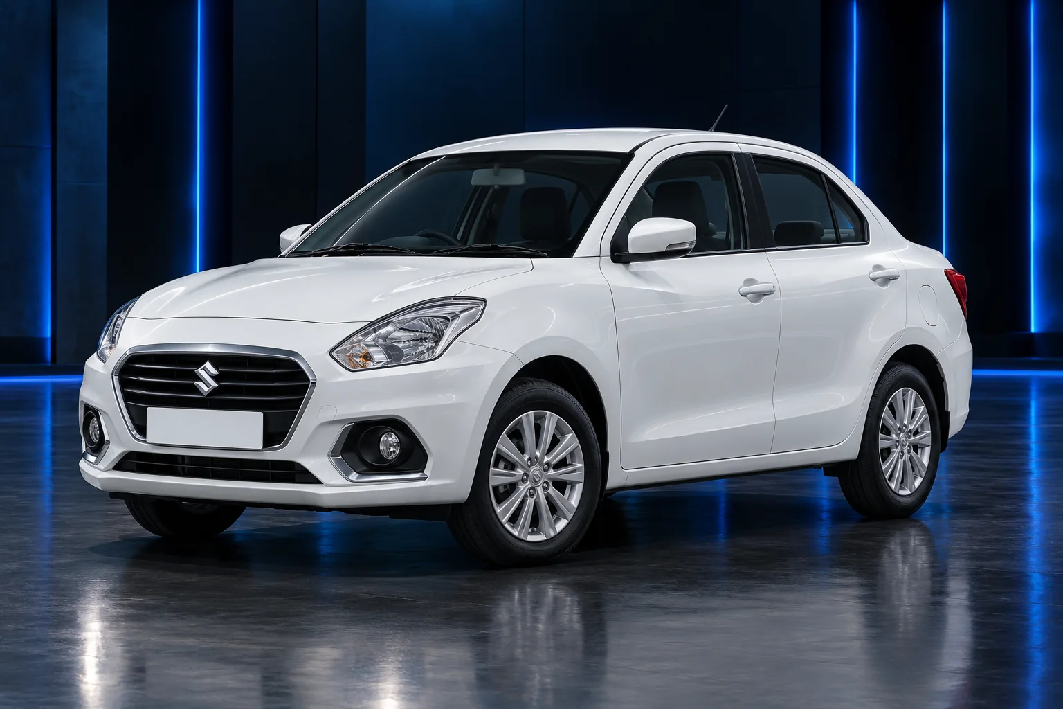 Original editorial image: am cab swift dzire blue studio